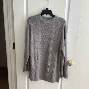 Gray Cable Knit Women's Sweater Dress